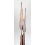 Two African throwing spears, longest spear 132cm