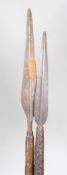 Two African throwing spears, longest spear 132cm