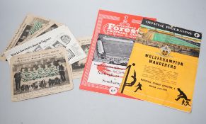 A collection of Celtic football programmes, including signed, Celtic football postcards including