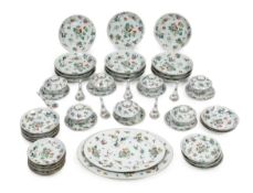 A large Chinese famille rose table service, late Qing/early Republic period, each piece painted with