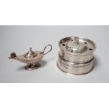 A late Victorina silver inkwell with five pen recesses, William & John Barnard, London 1889,