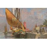 Manner of William Lee-Hankey (1869-1952), oil on canvas laid on board, Mediterranean fishing boats