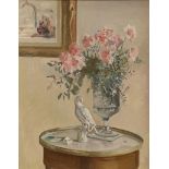 Frederick Beddington (1886-1979), oil on canvas board, Still life of carnations after Sickert,