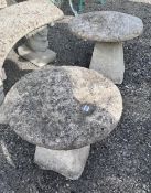 A pair of small reconstituted staddle stones, diameter 53cm, height 44cm