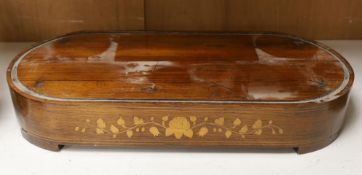 A Victorian marquetry and rosewood clock plinth, 60cm wide