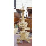 An Italian giltwood torchere, converted to a table lamp, 68cm high (not including light fitting)