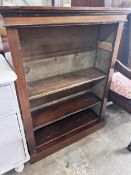 A late Victorian mahogany open bookcase, length 83cm, depth 28cm, height 109cm