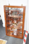 A Chinese hardwood snuff bottle display cabinet, width 46cm, depth 10cm, height 76cm