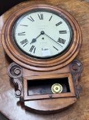 A Victorian drop dial wall clock with later movement, height 62cm