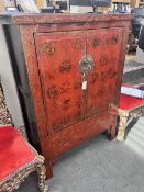 A Chinese lacquer cabinet, width 98cm, depth 46cm, height 137cm