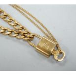 A Louis Vuitton gilt metal key and padlock pendant, 36mm, on a Boutique Secondlife of London, curb