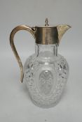 An Edwardian silver mounted cut glass claret jug, G. Loveridge & Co, Birmingham, 1904, 23cm