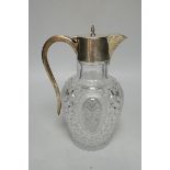 An Edwardian silver mounted cut glass claret jug, G. Loveridge & Co, Birmingham, 1904, 23cm