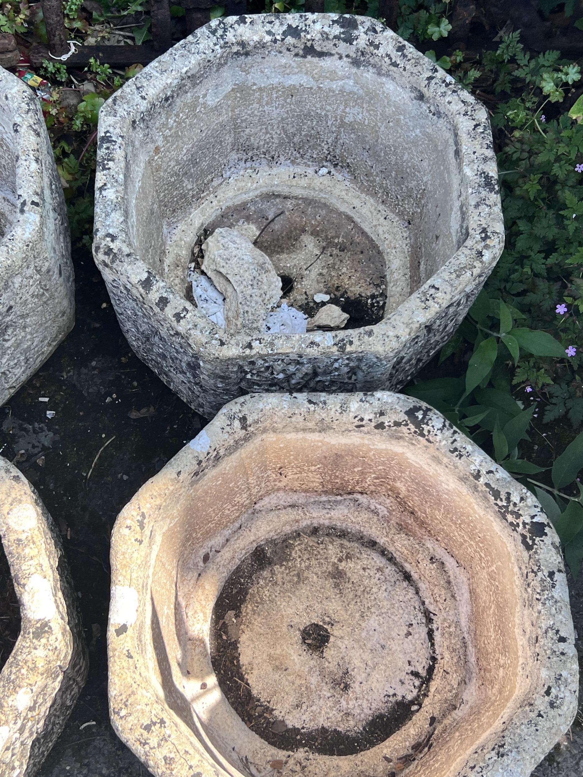 A set of four reconstituted stone hexagonal garden planters, width 40cm, height 29cm - Image 6 of 6