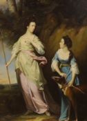 After Francis Cotes (1726-1770), oil on board, 'Lady Stanhope and The Countess of Effingham', 40 x