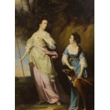 After Francis Cotes (1726-1770), oil on board, 'Lady Stanhope and The Countess of Effingham', 40 x