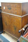 A mid 20th century painted satinwood press cupboard, width 86cm, depth 50cm, height 122cm