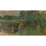 Martin Yeoman (b.1953), oil on canvas board, River landscape, signed, 24 x 42.5cm