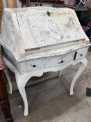 An Italian style painted serpentine front bureau, width 75cm, depth 46cm, height 102cm