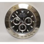 A Rolex style advertising quartz wall clock, 34cm diameter