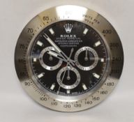 A Rolex style advertising quartz wall clock, 34cm diameter