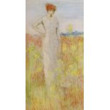 William Henry Margetson RI, ROI (British, 1861-1940), pastel, 'A summer field', Cooper Fine Arts