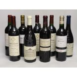 Nine bottles of assorted red wine including three bottles of Lussac Saint Emilion 2001, a bottle