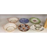 Two Minton baskets, a Herend plate and various 19th century plates and dessert dish (9)