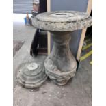 A reconstituted stone baluster sundial base, diameter 49cm, height 107cm (a.f.)