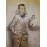 Frederick James McNamara Evans (British, 1859-1930), watercolour, Study of a boy smoker, signed,