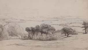 Sir Francis Leggatt Chantrey (1781-1841), pencil and wash, 'Plymouth from Mount Edgcombe 13 Sept