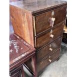 An early 19th century narrow oak four drawer chest, width 59cm, depth 48cm, height 106cm