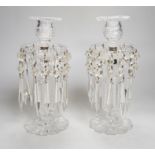 A pair of 19th century cut glass table lustres, 26cm high