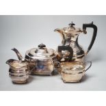 An Elizabeth II silver four piece tea set, S.J. Rose, Sheffield, 1968, gross weight 55.2oz.