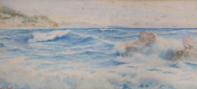 Ernest Stuart (1889-1915), watercolour, Coastal scene, signed, 23 x 51cm