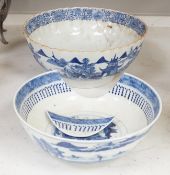 Two 19th century Chinese blue and white bowls (a.f)