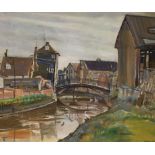 Dorothy L. Swain (1922-2018), oil on canvas board, 'The Old Bridge, Lewes', signed and dated 1973,