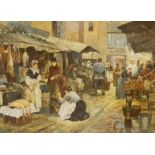 French School, oil on board, Market scene, 29 x 39cm