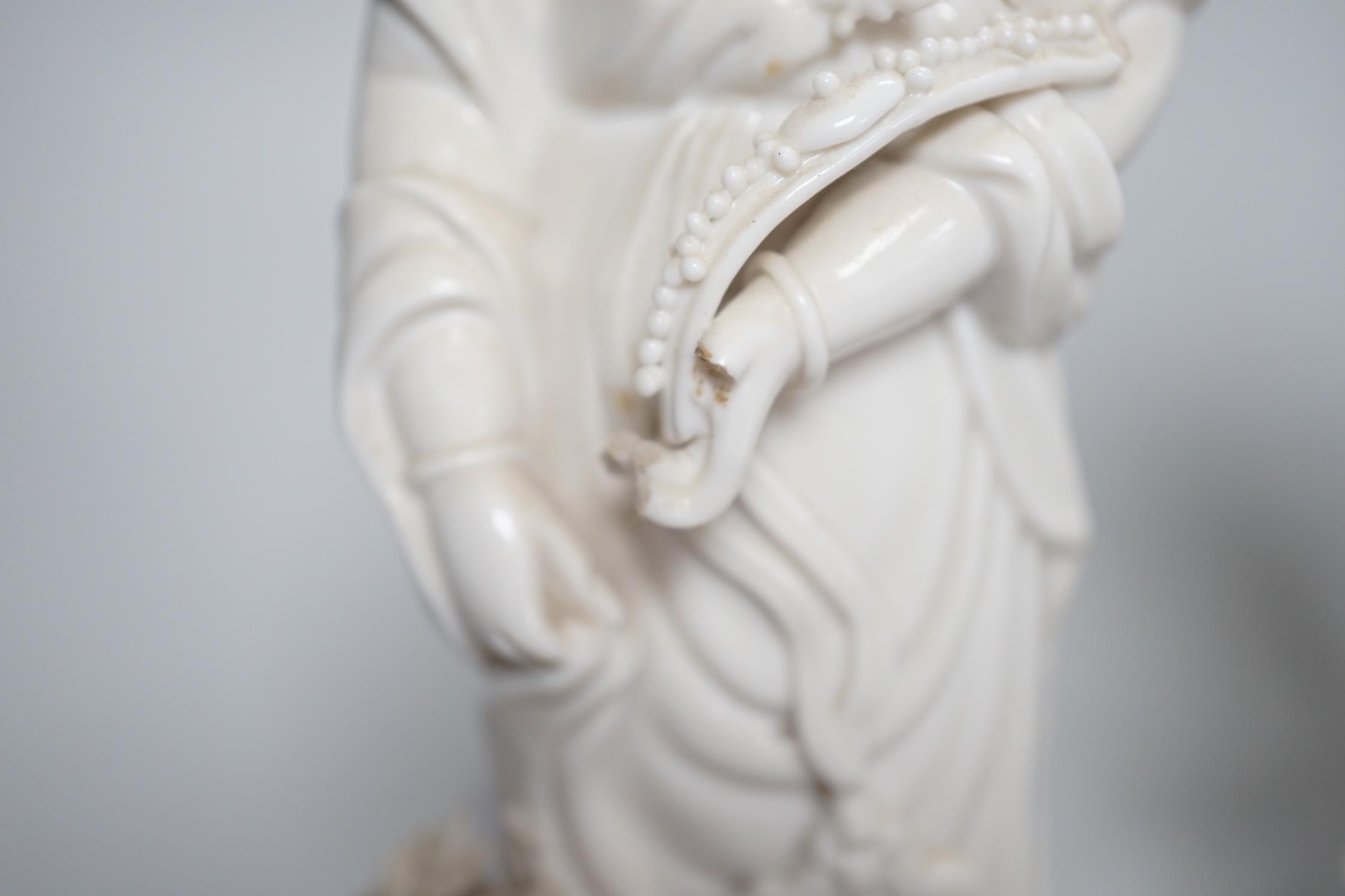 Three Chinese blanc de chine figures of Guanyin, 25cm - Image 4 of 6