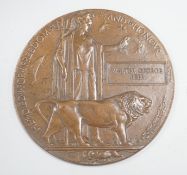 A WWI death plaque, named for Walter George Beer