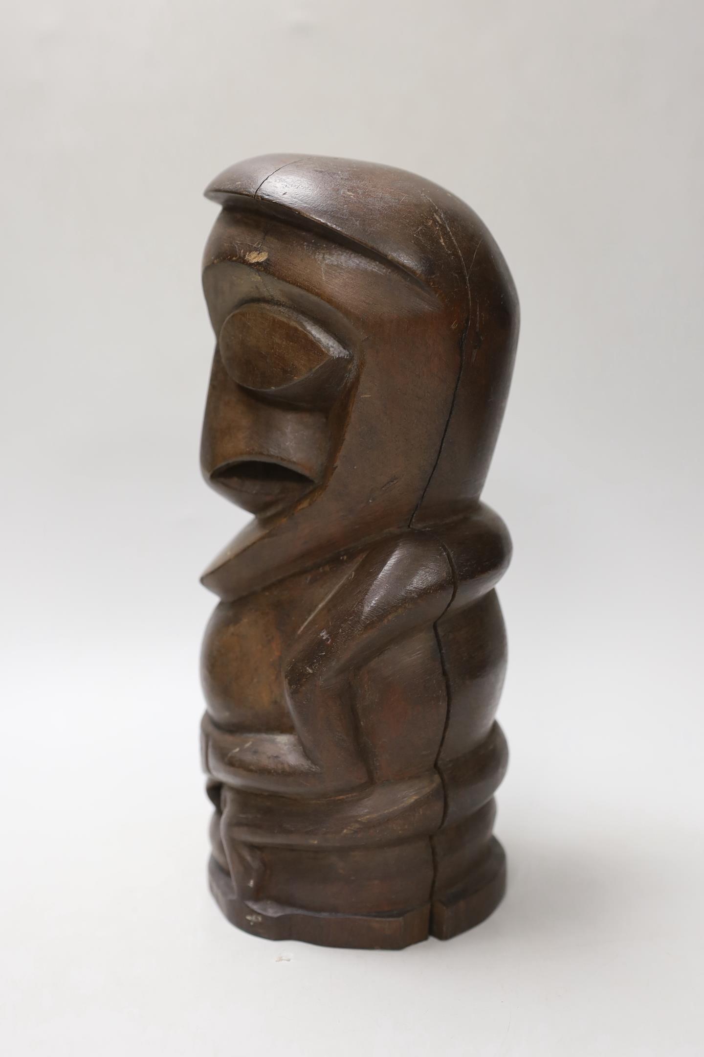A Maori-type carved hardwood totem figure, 26cm high - Image 2 of 2