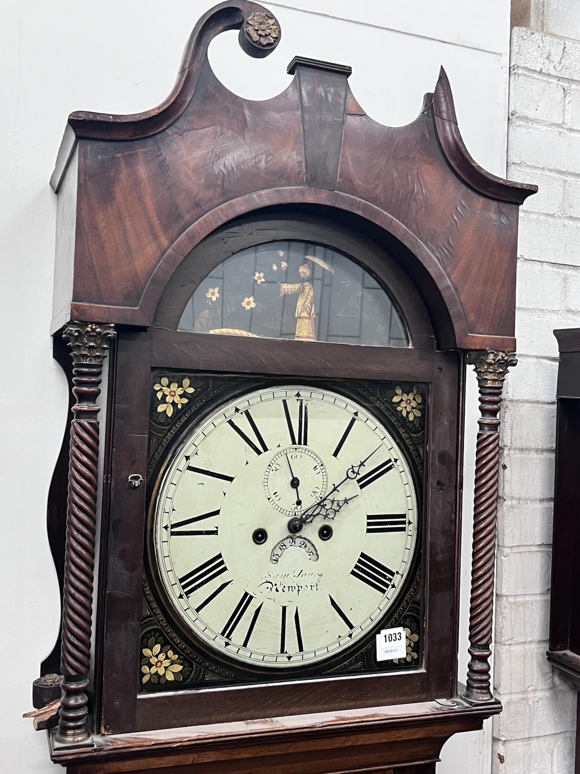 An early Victorian mahogany eight day longcase clock, marked Newport, height 227cm - Image 3 of 7