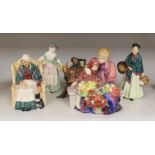 A group of five Royal Doulton figures, including Flower Sellers Children H.N. 1342, 19.5cm high