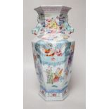 A Chinese famille rose hexagonal baluster vase, 36cm