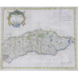 Robert Morden, hand coloured engraving, Map of Sussex, 38 x 45cm