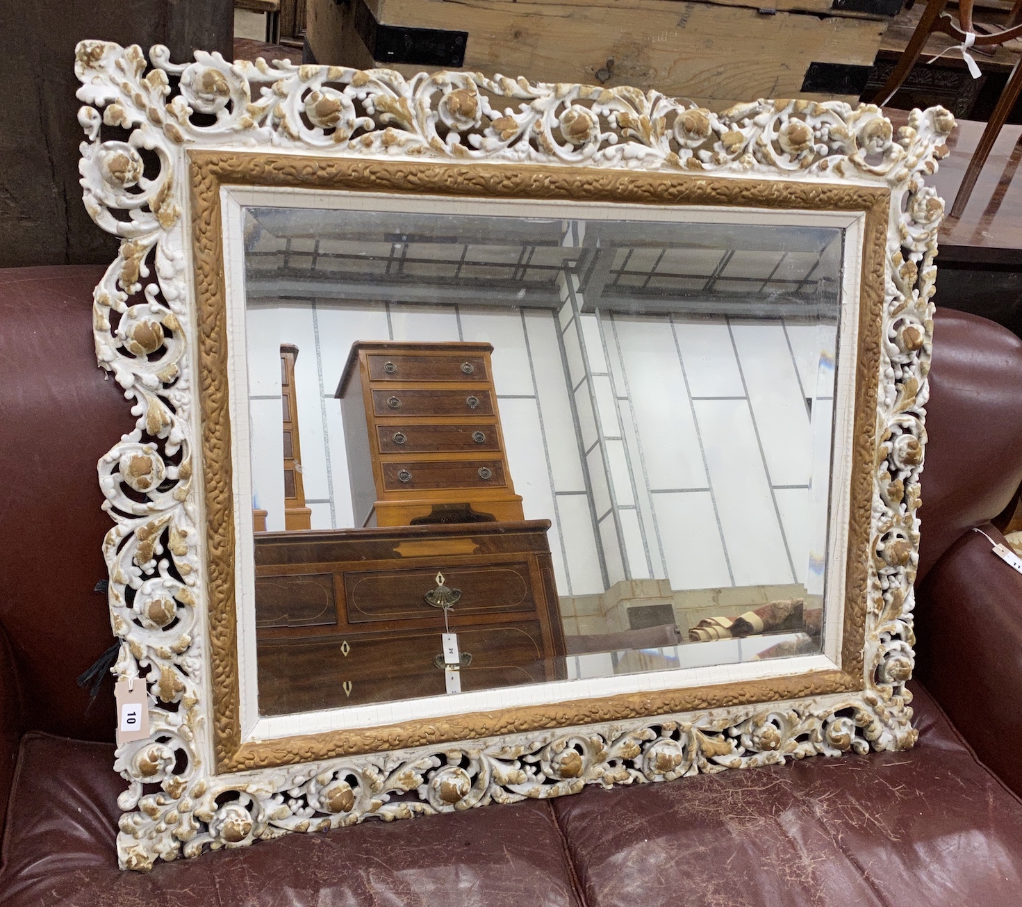 A late 19th century painted gilt composition rectangular wall mirror, width 94cm, height 116cm