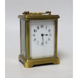 A brass carriage clock, 11cm high