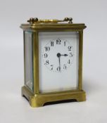 A brass carriage clock, 11cm high