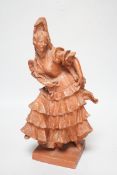 A plaster maquette of a flamenco dancer, indistinctly signed to the reverse, possibly Coueya, 34cm