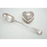 A George III silver Old English pattern bright cut engraved silver basting spoon, Sumner & Crossley,